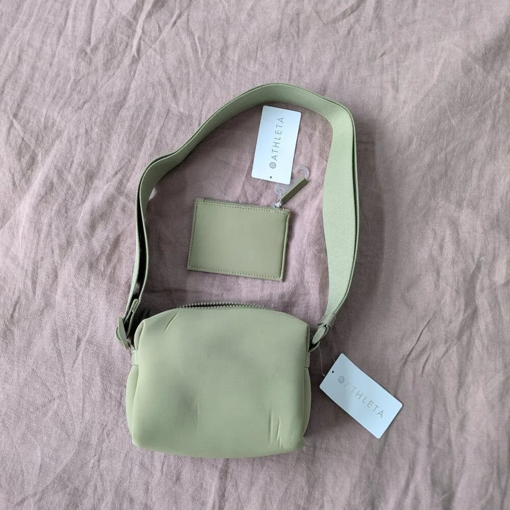Athleta Diem Crossbody Bag / Purse & Wallet DUO in Olive Green (Two Items) NWT